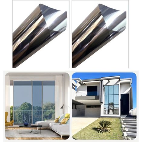 NICOLA Pack of 2 privacy and thermal insulation window films, wall sticker for glass privacy, silver tea, 50 cm x 6 m