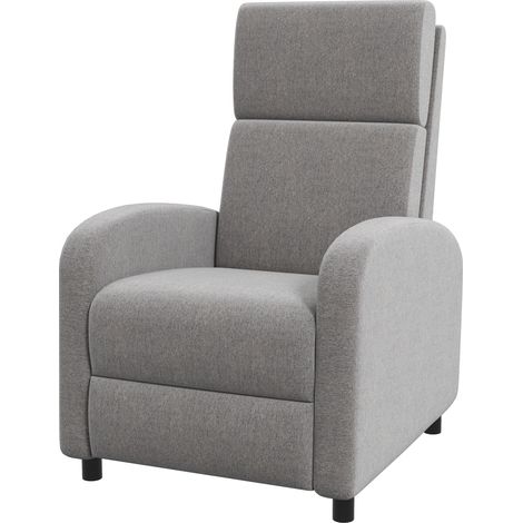 HOMCOM Poltrona Relax Reclinabile Manuale 160° con Poggiapiedi, Poltroncina Reclinabile Imbottita Ergonomica in Tessuto Effetto Lino per Camera da Letto, Ufficio, Salotto e Soggiorno, Grigia