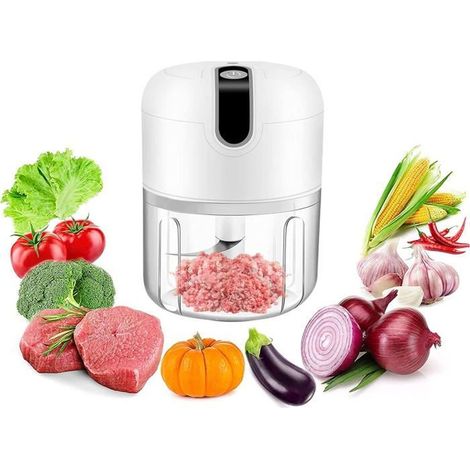 Hachoir à viande - - Rechargeable USB - Capacité 250 ml - 3 Lames en Acier Inoxydable