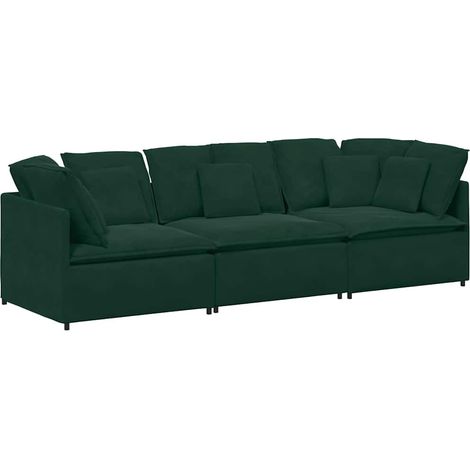 vidaXL Sofá modular con cojines de terciopelo verde oscuro (1/2)
