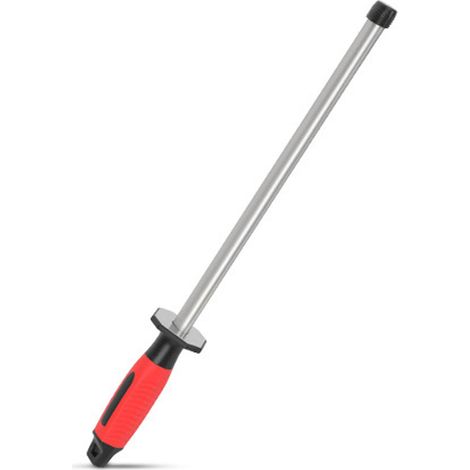 Baton aiguiseur en acier et fer pour cuisine barbecue manche ergonomique ovale 30 cm affuteur couteaux (1/5)