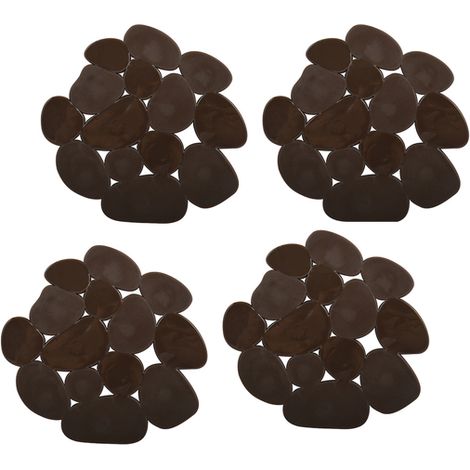 Lot de 4 Tapis antiderapants de douche ou baignoire PVC GALETS 12x13cm Chocolat MSV (1/3)