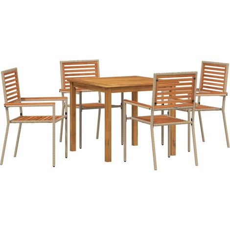 Maison Exclusive - Set da Pranzo per Giardino 5 pcs Beige Legno di Acacia Massello