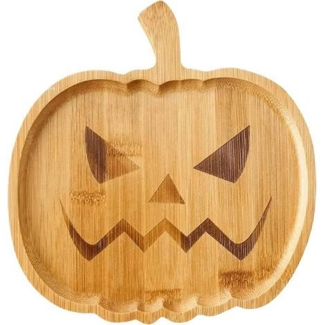 Serving Tray - Halloween Pumpkin - Solid Wood - 12x7.9x0.6 - Party Decoration (1/4)