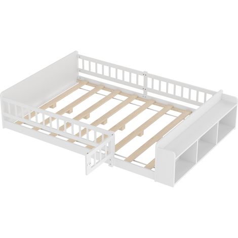 GagaGagaLit enfant 140x190 cm en pin avec rangements, sans matelas, blanc (1/5)