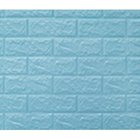 Panneau mural 3D en mousse autocollant antidérapant pour chambre, papier peint imperméable anti-humidité, bleu clair 7077cm, épaisseur 2.5mm (1/3)