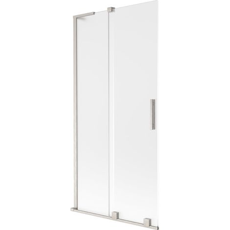 Mexen Velar L mampara de ducha corredera de 2 hojas 90 x 150 cm, escarchado, níquel cepillado - 896-090-003-31-97 (1/5)