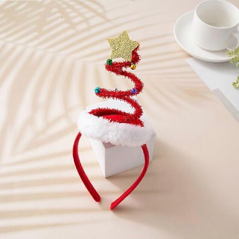 Serre-tête sapin de Noël LED pour costume de Père Noël, pentagramme rouge printanier (1/3)