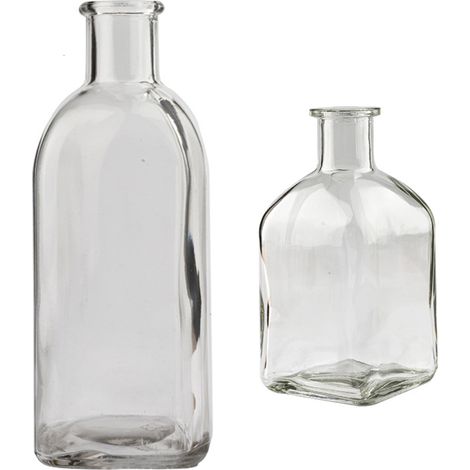 Vase décoratif en verre transparent pour fleurs, idéal pour décorer une maison de campagne, 2 tailles (13 x 6,2 cm, 18,5 x 7 cm)