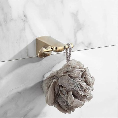 Porte-serviettes/porte-papier toilette étagère d'angle barre de maintien couleur or (1/2)