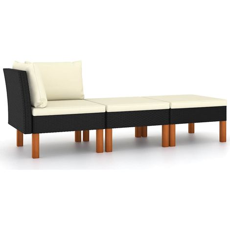 Set muebles de jardín 3 pzas ratán sintético madera eucalipto vidaXL