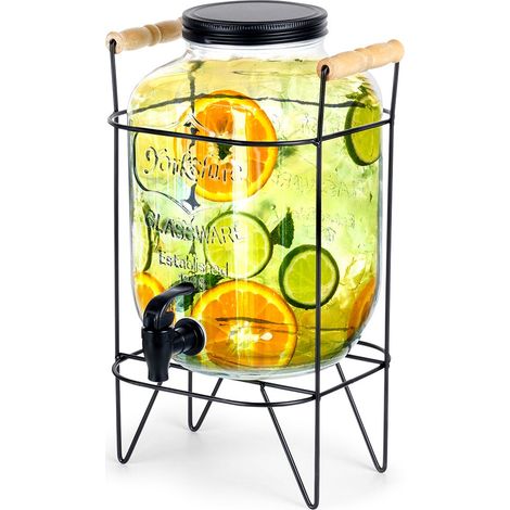 Glasbehälter 5,5 l für Getränke mit Zapfhahn und Ständer 139601 (1/5)