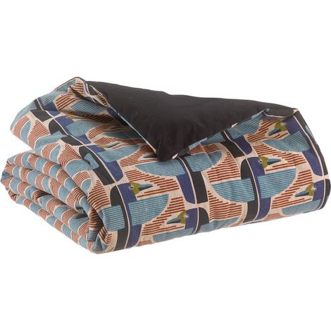 Édredon Imprimé en Coton Chambray Motif Oiseaux Égyptiens Multicolore 85 x 200 cm - PANGIVO (1/3)