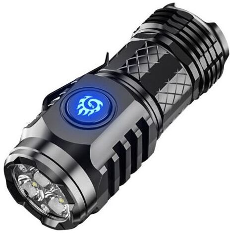 Wiederaufladbare LED-Taschenlampe, Taschenlampe in Form eines dreiaugigen Monsters, wiederaufladbare Taschenlampe mit 5 Leuchtmodi, wasserdichte taktische Taschenlampe für Camping, Wandern und Notfäll (1/4)