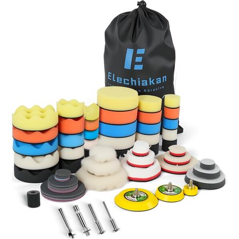 Éponges de Polissage 78 Pièces, 30/50/80mm Kit de Polissage Pad Éponge à polir Kit, Disques Abrasifs Grain 2000 to 5000, Compatible Mini Ponceuse pour Métal, polissage voiture, Möbeln (1/5)