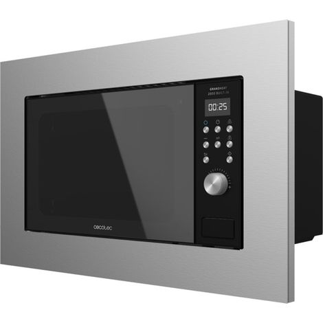 Cecotec Microondas encastrable con plato Microondas Encastrable Grandheat 2000 Built-In Steel Black
