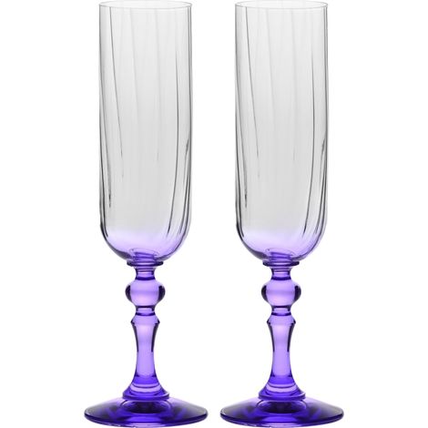 Flûtes à Champagne Lot de 2, 220 ml, Pied Violet, Collection Bubble (1/5)