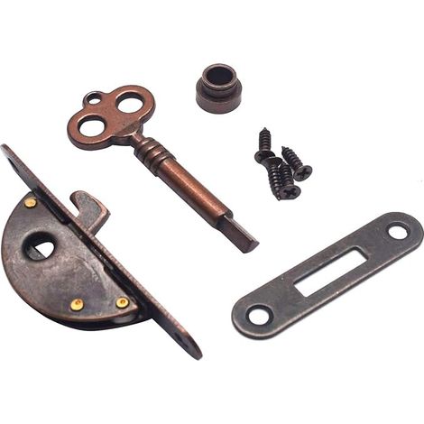 Half-Round-Type Key Vintage Cabinet Lock Recessed Furniture Bronze Red Lock Springs Antique Cabinet Lock (1/2)