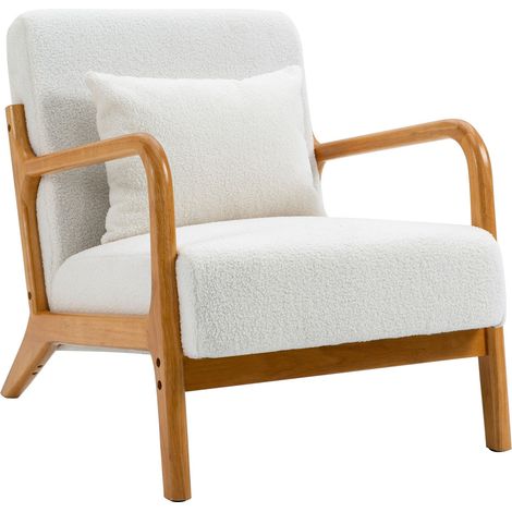 Nordlys - Fauteuil de Salon Scandinave avec Structure Bois et Tissu (1/5)