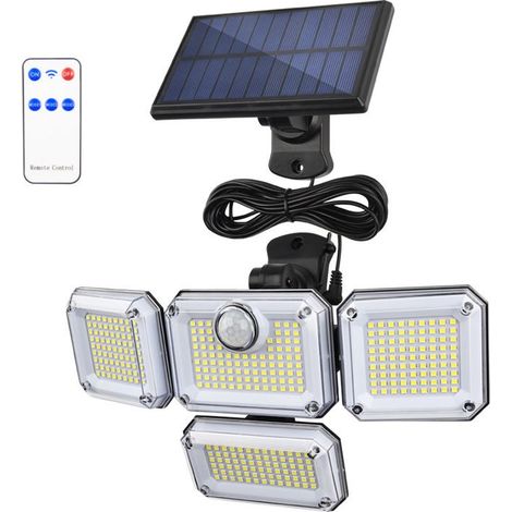 Lampes solaires extérieures avec détecteur de mouvement LED de sécurité étanches IP65 modes d'éclairage et télécommande 333 3 (1/4)