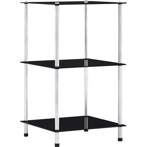 Shelf  Black  Tempered glass  Compact  Shelf  Square  Contemporary vidaXL