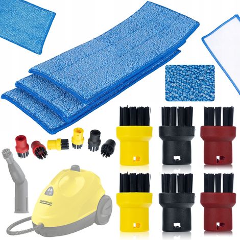 Rosfix Set Mikrofaser-Mopbezüge & Rundbürsten – Ersatzteil für Dampfreiniger Kärcher SC 1–5  3 Pads + 6 Bürsten  Für Fliesen, Fugen, Küche, Bad  Reinigungszubehör