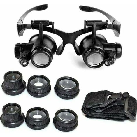 Loupe Serre Tête Loupe Frontale Lunettes grossissantes Allumage LED Grossissements de 10x, 15x, 20x et 25x (1/4)