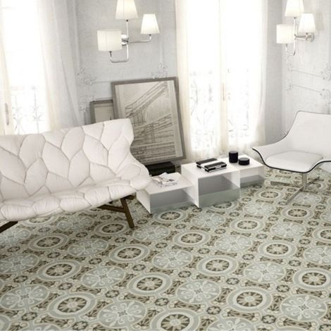 Carrelage effet carreau ciment Hydraulic Grey 30x30cm Gris Chaud Mat - Boîte de 1.15 m2 (1/3)