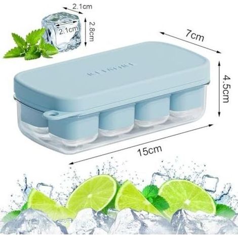 Bac A Glacons Avec Couvercle, 16 grands glaçons, Glacons Moule Silicone Facile A Demouler, Rapide Bac Glacon Automatique Bebe Silicone Sans Bpa Carré Cocktail Whisky Fermé Boîte (2.8x2.1x2.1cm)