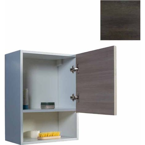 Pensile Bagno Lavanderia con 1 Anta e Vano a Giorno 43x27x58 cm in Nobilitato Olmo Scuro (1/3)