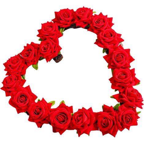 Couronne de Cœur Roses Rouges Artificielles Décoration Murale pour Saint-Valentin et Mariage Guirlande de Fleur Romantique pour Porte Décor Intérieur Maison Cuisine 30 CM (1/5)
