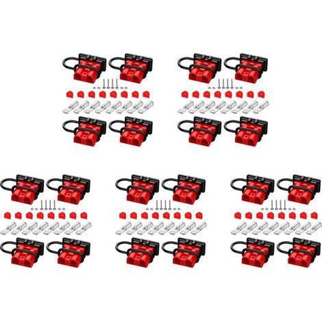 Convient pour 5 connecteurs Anderson, batterie 50A, fil de calibre 6-12, connexion rapide, avec fiche étanche à la poussière, 12V-36V, déconnexion de la fiche. (1/4)