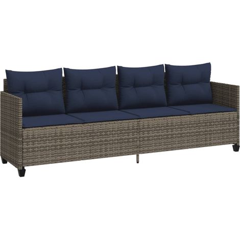 Maison Exclusive - Sonnenliege mit Kissen Grau Poly Rattan