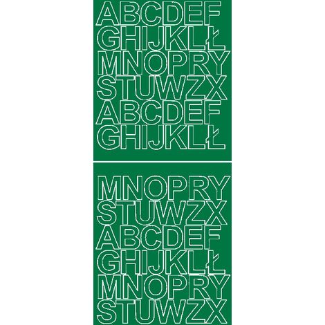 Lettere adesive autoadesive da 3,5 cm, colore verde lucido.
