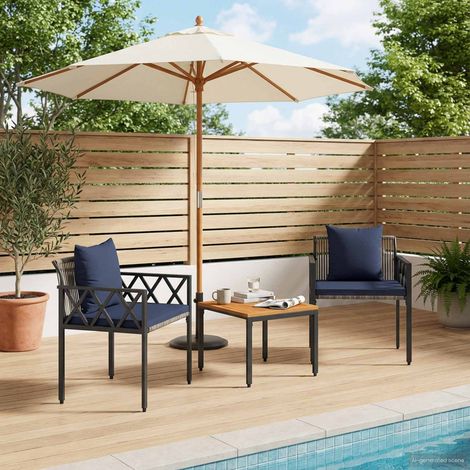 vidaXL Set Mobili da Esterno 3 pcs Grigio e Blu Navy polyrattan (1/5)