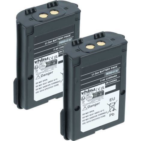 vhbw 2x Batterie compatible avec Icom IC-M73 PLUS radio talkie-walkie (2100mAh, 7,4V, Li-ion) - avec clip de ceinture