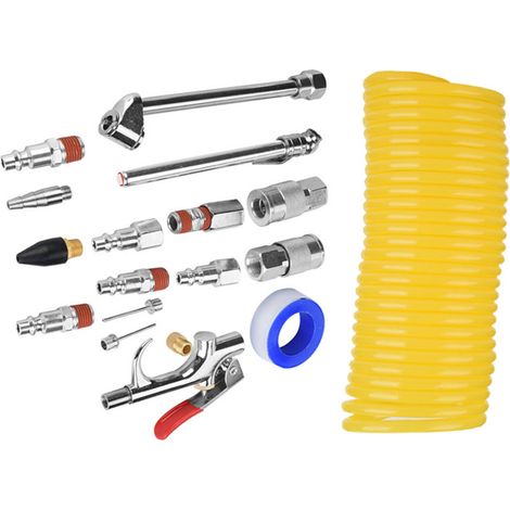 Pistolet à air 20 pièces Kit Raccords Compresseur Flexible Pneumatique Accessoires Soufflette (1/5)