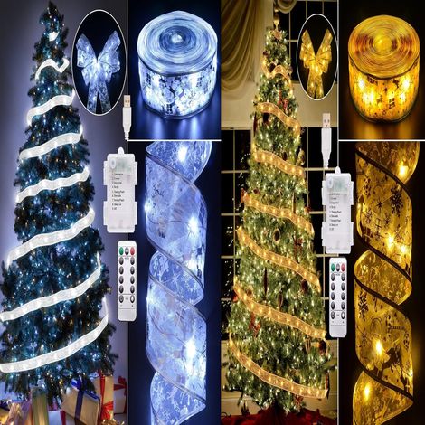 Lichterkette für Weihnachtsbaum, 10 m, 100 LED, Dekoration für Weihnachtsbaum, Festlichkeiten, Hochzeiten und mehr