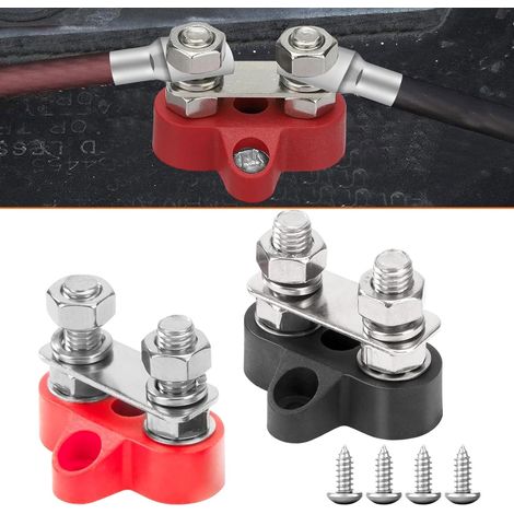 Dual Anschlussbolzen M8, Batterieklemmenblöcke, Stromverteilungs Klemmblock, Stromverteilerblock, Verteilerblock Sammelschiene, Doppelterminal Verkabelung Verteilerblock für Auto, Marine, Camper Boot (1/5)