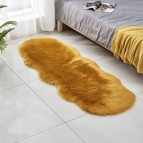 Tapis en fausse fourrure, chambres, tapis moelleux, tapis en peau de mouton douce, coussins de canapé, tapis moelleux (1/5)
