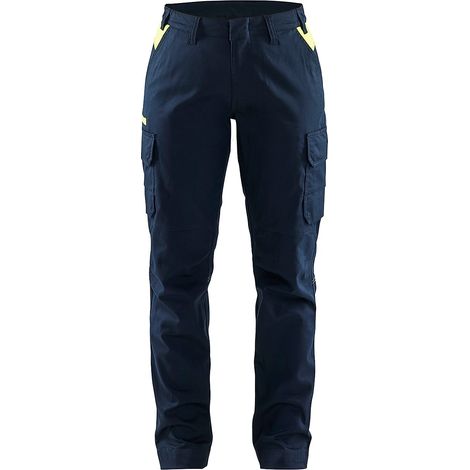 Pantalon industrie stretch 2D femme 7144 - Marine foncé/Jaune fluo L - FR(44) - SE(C42) - Courtes