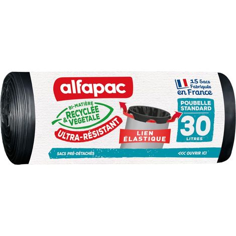 15 sacs-poubelle - lien élastique - ultra-résistant - 30L (1/5)