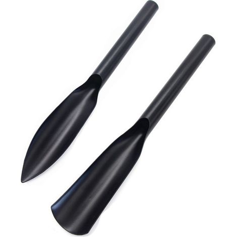 Lot de 2 truelles de jardin en acier inoxydable - Outils de jardinage - Truelle plate et pelle pointue pour désherber et ameublir le sol - noir (1/4)