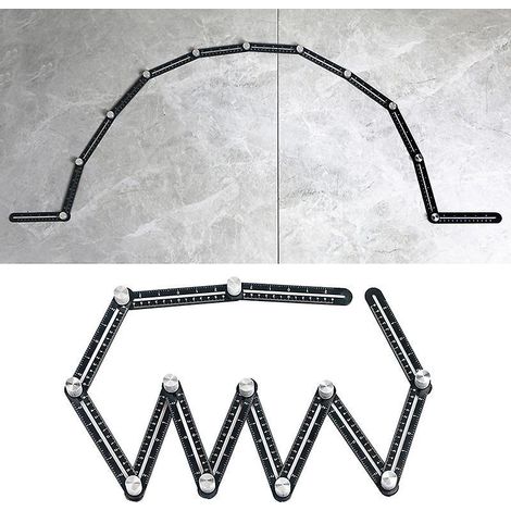 outil De Template - Gabarit D'angle - Rgle De Mesure Multi-angle - En Alliage D'aluminium - 12 Cts - Outil De Tuiles Avec Trou (1/5)