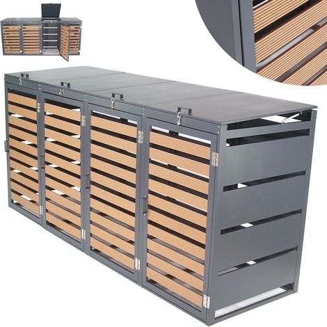 Mülltonnenbox 4-er 240L Mülltonnenverkleidung WPC Holzdielen Müllbox Mülltonne 57092 Abfalltonne