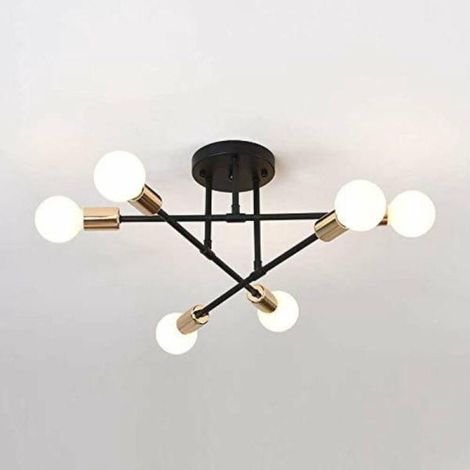 Plafonnier moderne Vintage 6 ampoules lustre industriel E27 plafonnier pour cuisine salon chambre Indo (1/5)