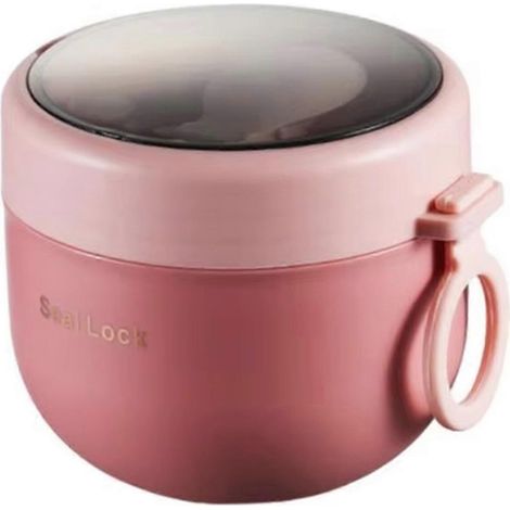 Tasse isotherme en acier inoxydable - Boîte à lunch portable avec cuillère, rose (1/5)