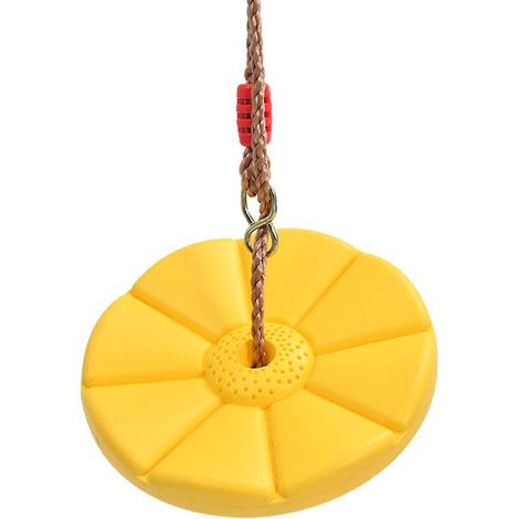 Balançoire disque pour enfants 2024Kids, siège de balançoire disque en plastique robuste pour jardin extérieur, jaune pétale