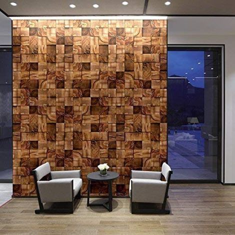 360 x 180 cm Stickers muraux carrés en bois amovible Art Decal Wall Decal Home Decor DIY Salon Chambre Bureau Décor Papier peint chambre d'enfant Cadeau Brun (1/3)