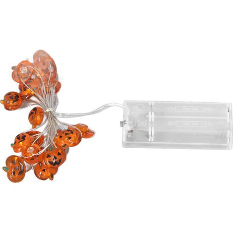 Guirlande lumineuse citrouille 2m 20 LED fil de cuivre alimentée par pile décoration Halloween intérieur extérieur (1/5)